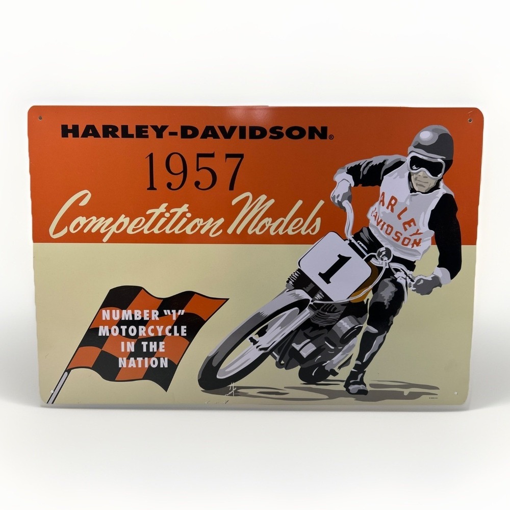 Vintage‎ Harley Davidson 1957 Competition Models #1 Motorcycle Metal Tin Sign